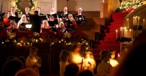 Choir and nativity in a church